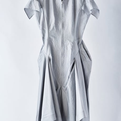 DK29-06-D08／Linen Nylon Rigid Cloth Constructed Dress／2COLORS