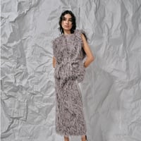 DK28-07-B03／Long Shaggy Jacquard Buttoned Blouse／2COLORS