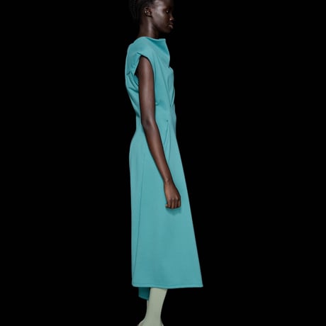 DK30-CS01-D03／MANTECO Recycled Cotton Milano Rib Asymmetrical Dress／3COLORS