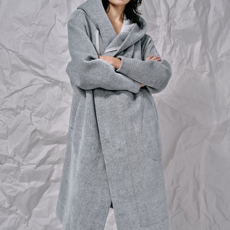 DK28-CS04-C02／Velour Bonding Hooded Coat／2COLORS