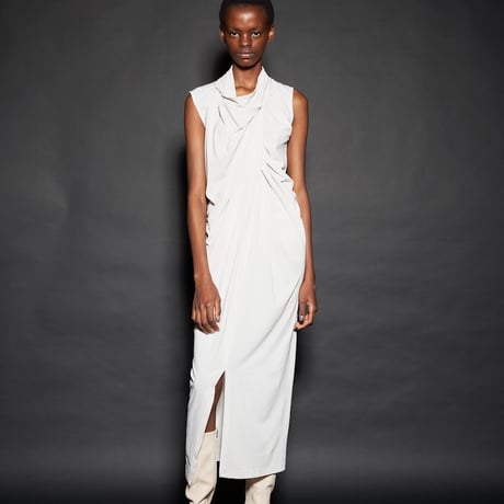 DV-055／COOLISM Hard Twisted Jersey Draped Long Dress／2COLORS