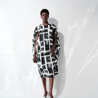 DK29-05-O05／Fringe Cut Jacquard Minimalist Dress／2COLORS