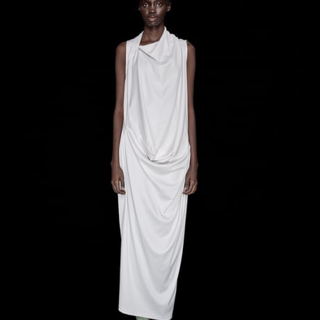 DK30-CS02-D08／100d PLA Smooth Front-draped Dress／2COLORS