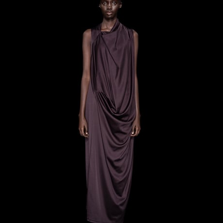 DK30-CS02-D08／100d PLA Smooth Front-draped Dress／2COLORS