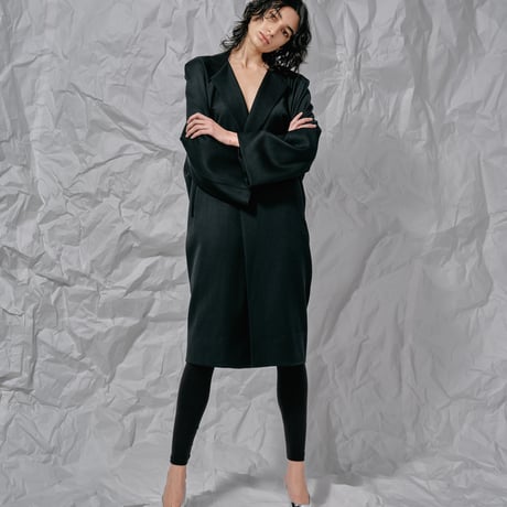 DK28-08-C06／Wool Twill Double Cloth Minimal Design Coat／2COLORS