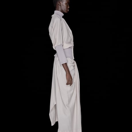 DK30-02-S01／Viscose/Cotton Amundsen Twill Washer Finish Twisted Long Skirt／2COLORS