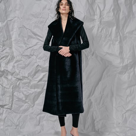 DK28-CS04-V01／Velour Bonding I-line Gilet／2COLORS