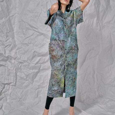DK28-SP01-V02／Multicolor Recycled Thread Embroidery I-line dress／1COLOR