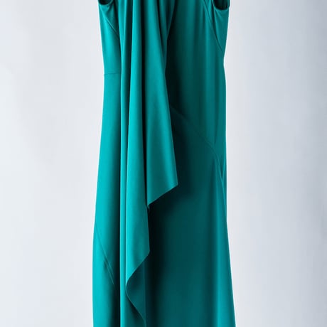 DK29-CS03-D07／40/1 Strong Twist SZ Soft Stretch Ponte Sleeveless Draped Dress／2COLORS