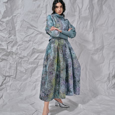 DK28-SP01-H02／Multicolor Recycled Thread Embroidery Highneck Rib Jacket／1COLOR