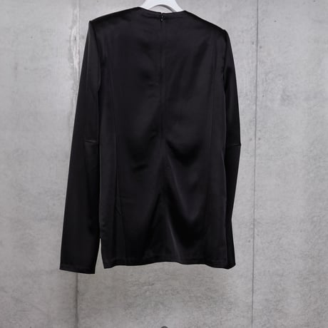 DK30-05A/B-T07／BONOTTO Liquid Wool Satin / Acetate Double Satin Shoulder-padded Top／3COLORS