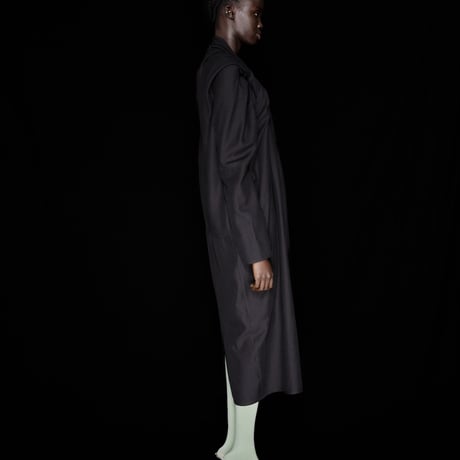 DK30-02-D01／Viscose/Cotton Amundsen Twill Washer Finish Twisted Draped Dress／2COLORS