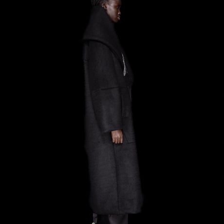 DK30-CS04-C02／Wool Slub Shaggy Knit Big-collar Long Coat／2COLORS