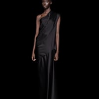 DK30-05A/B-D02／BONOTTO Liquid Wool Satin / Acetate Double Satin One-shoulder Dress／3COLORS