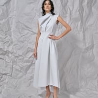 DK28-CS02-D04／Camellia Resilient Ponte Asymmetrical Dress／2COLORS