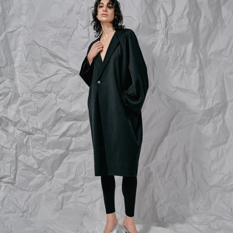 DK28-08-C06／Wool Twill Double Cloth Minimal Design Coat／2COLORS