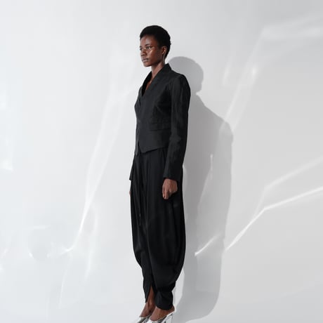 DK29-06-J03／Linen Nylon Rigid Cloth Shawl Collar Jacket／2COLORS