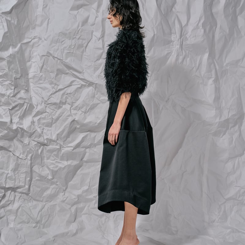 DK28-07-H01／Long Shaggy Jacquard Short Jacket／2