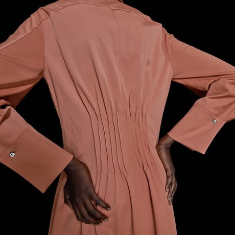 DK30-04-O04／BISEM Stretch Grosgrain Pintuck Dress／2COLORS
