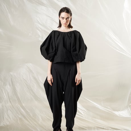 DV-067／60/1 Cotton Lawn Washer Balloon Silhouette Blouse／2COLORS