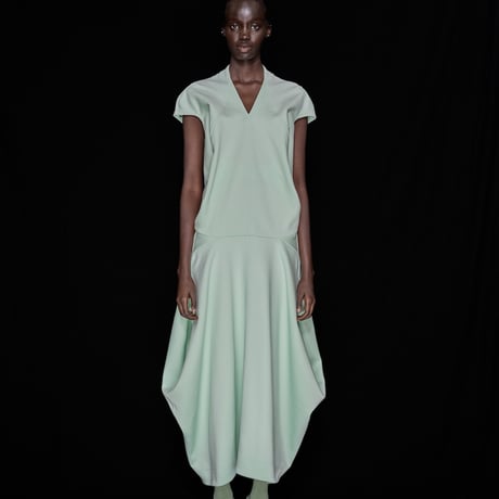DK30-CS03-D04／Technorama Double-Knit Contrast Flow Dress／2COLORS