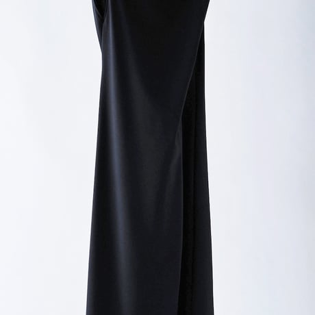 DK29-CS03-O03／40/1 Strong Twist SZ Soft Stretch Ponte Asymmetric Design Dress／2COLORS
