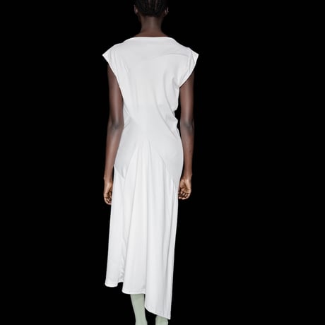 DK30-CS02-O05／100d PLA Smooth Knotted Draped Dress／2COLORS