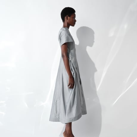 DK29-06-D08／Linen Nylon Rigid Cloth Constructed Dress／2COLORS