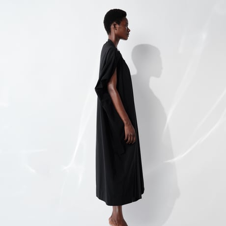 DK29-02-O04／Ny/C Luster Poplin Asymmetric Dress／2COLORS