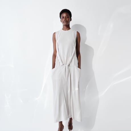 DK29-CS02-D09／Triacetate Cool Ponte Twist Dress／2COLORS