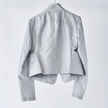 DK29-06-J03／Linen Nylon Rigid Cloth Shawl Collar Jacket／2COLORS