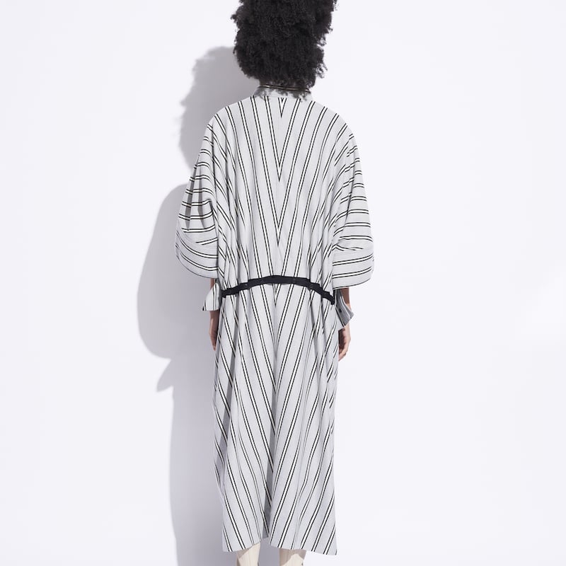 DK24-06-O02／Wool Rayon Stripe Shirt Dress／2COLO...