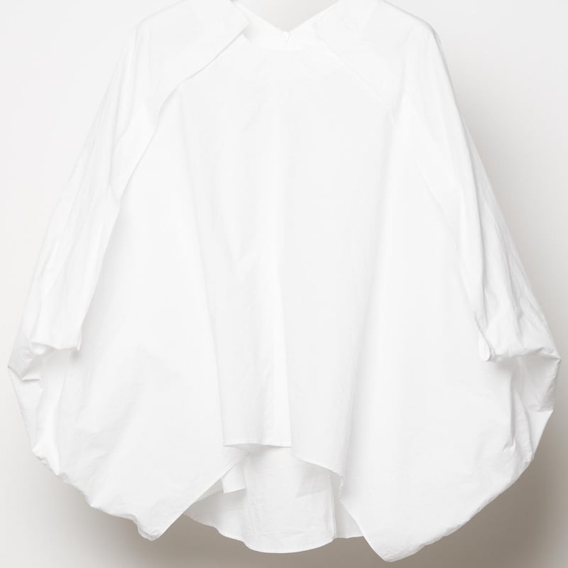 STRIPE COTTON DOUBLED LEFT FRONT BLOUSE(XS Light Blue): Y's