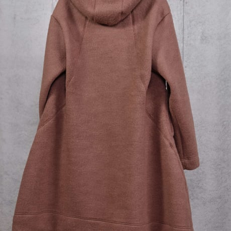 DK30-CS04-C01／Wool Slub Shaggy Knit Hooded Coat／2COLORS