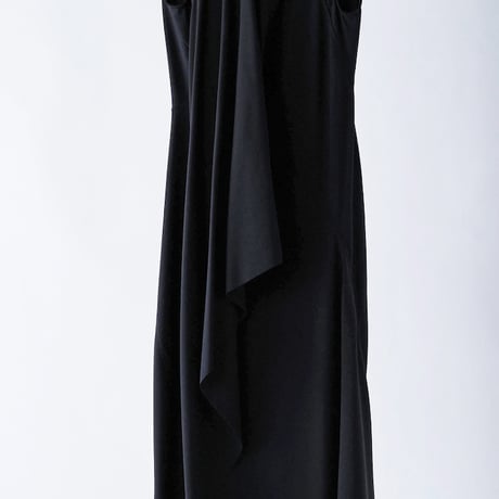 DK29-CS03-D07／40/1 Strong Twist SZ Soft Stretch Ponte Sleeveless Draped Dress／2COLORS