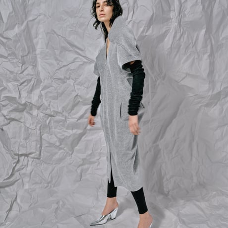DK28-CS04-V03／Velour Bonding Unique Silhouette Gilet／2COLORS