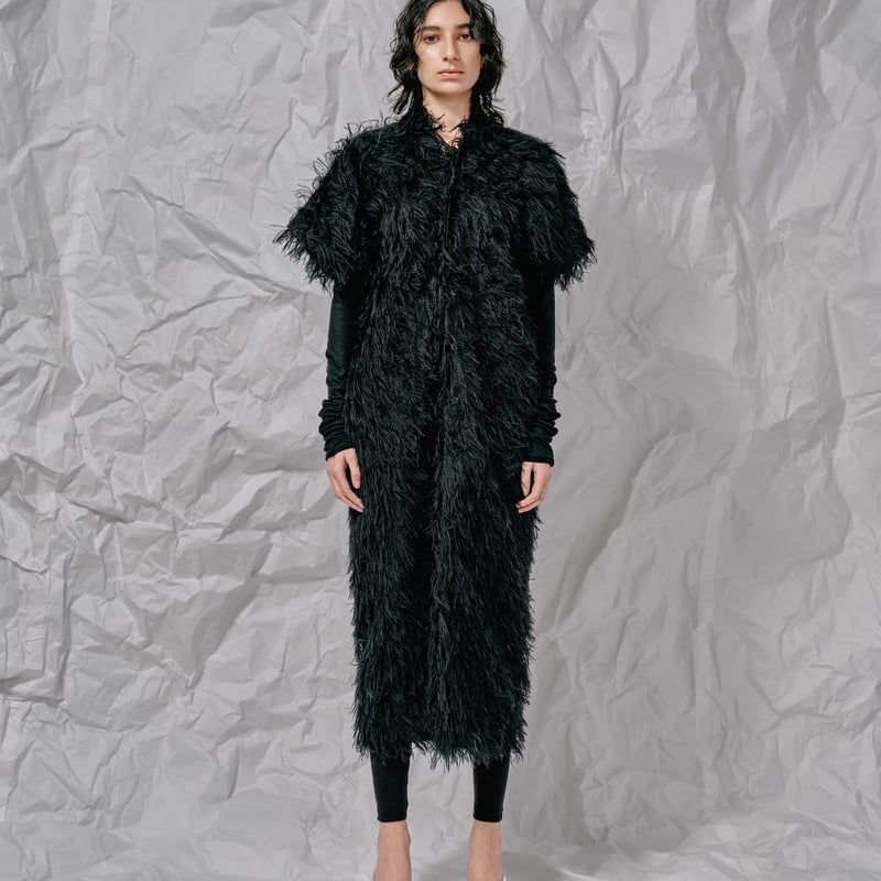 SHEER JACQUARD TAILORED ROMPERS ブラックMサイズ DK28-07-V02／Long Shaggy Jacquard I-line Dress／2