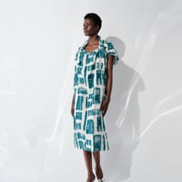 DK29-05-D03／Fringe Cut Jacquard Draped Dress／2COLORS