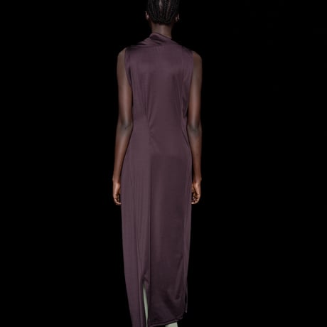 DK30-CS02-D08／100d PLA Smooth Front-draped Dress／2COLORS