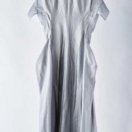 DK29-06-D08／Linen Nylon Rigid Cloth Constructed Dress／2COLORS