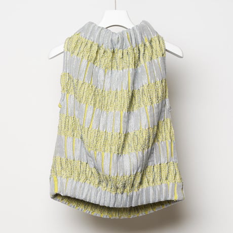 DK27-CS05-T05／High-Twist Double Jacquard High Neck Top／2COLORS