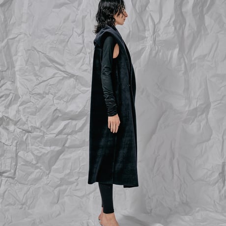 DK28-CS04-V01／Velour Bonding I-line Gilet／2COLORS