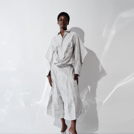 DK29-03-P03／Ny Shadow Border Wide Pants／2COLORS