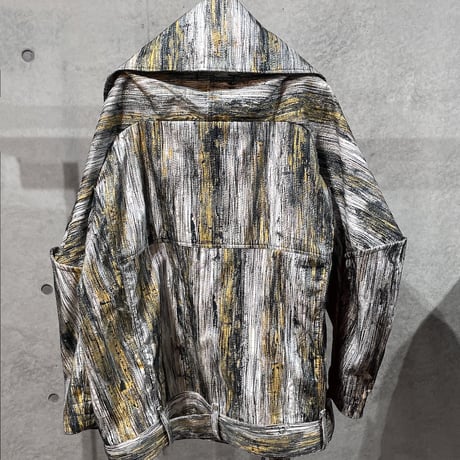DK30-01-J05／Abstract Print & Embroidery Biker Jacket／1COLOR
