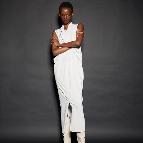 DV-055／COOLISM Hard Twisted Jersey Draped Long Dress／2COLORS