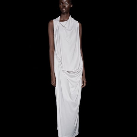 DK30-CS02-D08／100d PLA Smooth Front-draped Dress／2COLORS