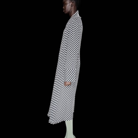 DK30-06-D05／3D Bias Stripe Button-down Long Dress／1COLOR