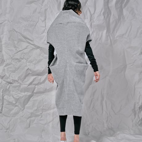 DK28-CS04-V03／Velour Bonding Unique Silhouette Gilet／2COLORS