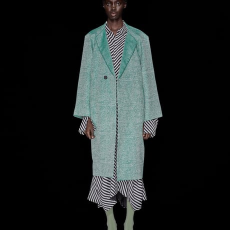DK30-07-C07／Grain Bright Jacquard Raglan Sleeve Coat／2COLORS