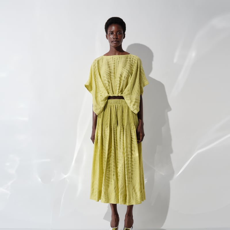 DK29-04-S01／Shadow Wave Jacquard Flared Skirt／2